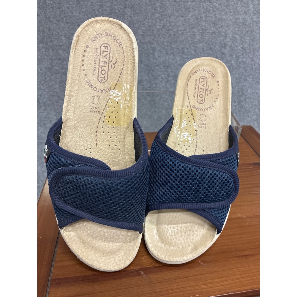 Fly Flot Navy Blue Mesh Anatomic Anti-Shock Sandals Made in Italy Women's Slide